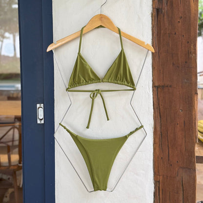 Top Biquini Cortininha Marrom