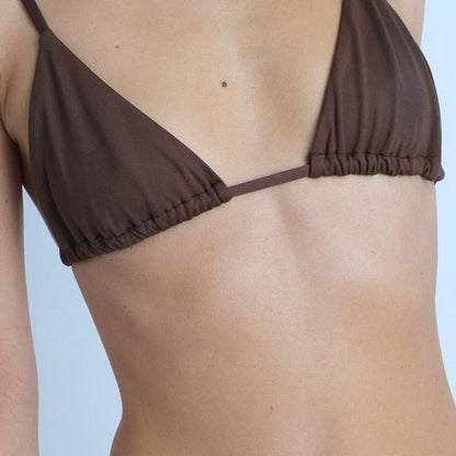 Top Biquini Cortininha Marrom